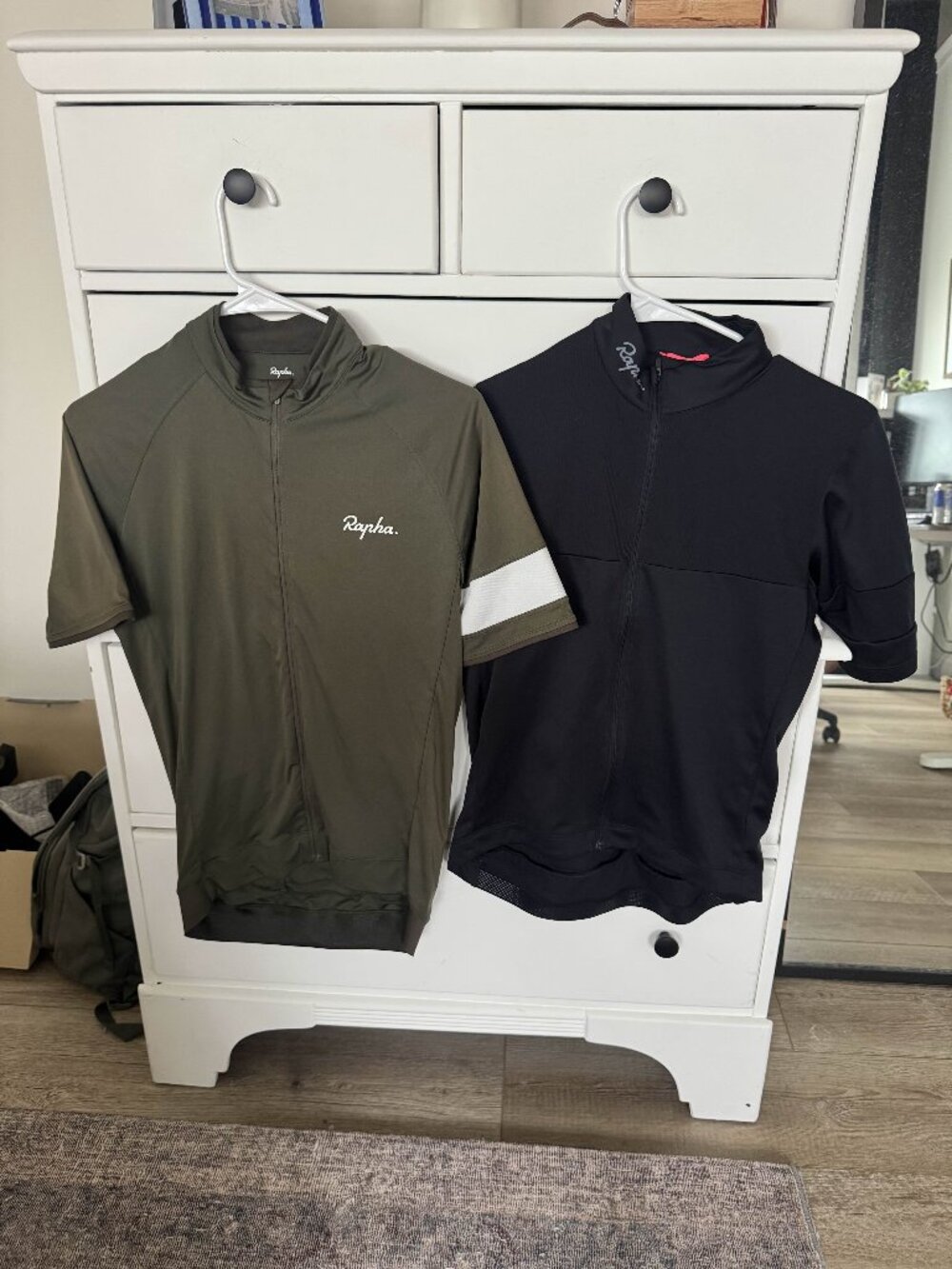 Rapha Core Jersey (Olive) and Brevet Element (Black) -- Medium.